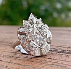 Art Deco Style Round Cut Lab Created Diamond 925 Silver Women’s Engagement Ring