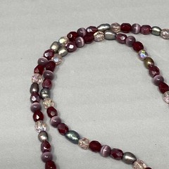 Red Pendant Necklace Teardrop Faceted Glass Purple Cats Eye Dainty Iridescent AB