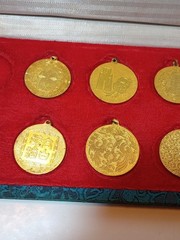 Chinese Peking Jewelry 8 Piece Enameled Pendant Set Original Box MISSING 2