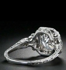 3.8Ct Art Deco Style Round Lab Created Diamond Engagement 14K White Gold FN Ring