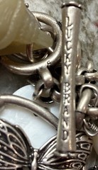 Vintage Lucky Brand Chain w/Charms Flower/Butterfly/Leaf/Asian Diety 6.76” L1