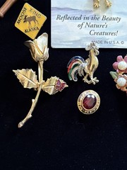 Lot of 16 Vintage Mixed Pins/Brooches Various Styles Some Marked All Wearable