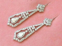Art Deco Style Lab Created Diamond Engagement &Wedding 14K White Gold FN Earring