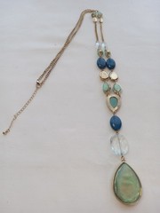 Vintage Gold Tone Blue green Faux Lucite 1,87 oz