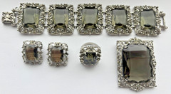 1962 SARAH COVENTRY Celebrity Smoky Rhinestone Bracelet Brooch Earrings Ring Set