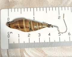 70s Vintage 925 Silver Golden and Brown Natural Seashell Dangle Drop Earrings