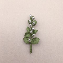 Vintage Green Color Plant Pearls Brooch Pin Flower Brooch For Women Jewelry Gift