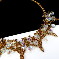 VINTAGE JULIANA D & E AMBER RHINESTONE CRYSTAL BEADED BIB NECKLACE BOOK PIECE