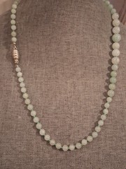 Jade/aventurine icy green gemstone graduated necklace, individually knotted