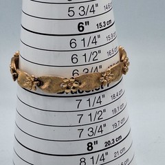 Vintage Crown Trifari Bracelet Birthday Series Gold Tone Ribbon Daisy Flowers
