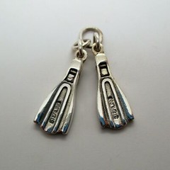 Sterling Silver SWIM FINS Charm for Bracelet PENDANT Scuba Diver Gift CUTE!