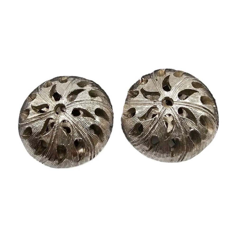 Earrings Crown Trifari Dome Shaped Clip On Filigree Vintage Gold Tone SKU 2138