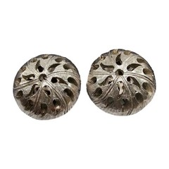 Earrings Crown Trifari Dome Shaped Clip On Filigree Vintage Gold Tone SKU 2138
