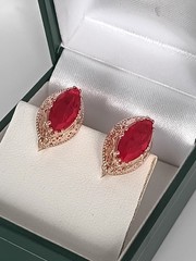 Vintage 1990-s 14 Ct Rolled Gold Ruby Earrings Medium Size-Hallmarked 585 RG