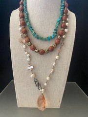 Lot 15 Vintage Semi-Precious Gemstone Jewelry Malachite Turquoise Jade Quartz