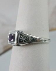 NATURAL Amethyst Ring, Art Deco Wedding Revival Jewelry (Custom-Made) US SELLER