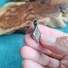 Vintage Tibetan Square Pendant Buddhist Swastika Symbol Unisex Amulet Keychain