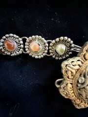 Traditional Afghan MetalWork Sweater Guard With Agate + Other Stones