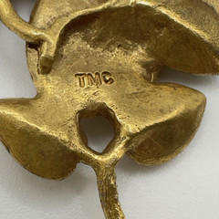 Vintage Leaf Brooch Satin Gold Plated Pewter Mid Century TMC The Museum Company
