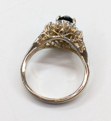 VTG ESPO 14k GE Blue Topaz Glass Prong Set Halo Ring Gold Tone Size 7