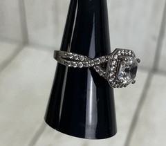 Sterling Silver 925 SJD White CZ Halo Engagement Wedding Ring Size 7.75