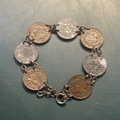 Antique Swiss 2 Rappen Bracelet Vintage Bronze And Zinc Coins WW2 Era