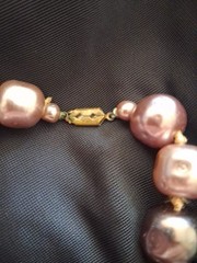 Vintage Glass Baroque Metallic Pearl Choker Hand Knotted 15″