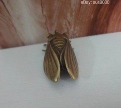 Solid Brass Copper Vivid Cicada Figurine Statue Pendant