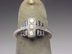 3.5Ct Art Deco Style Lab Created Diamond & Sapphire Anniversary 925 Silver Ring