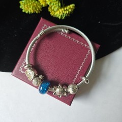 Vintage 90s Silver Tone Slider Charms Cuff One Size Bracelet