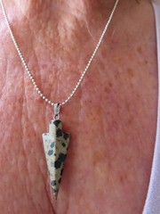 Vintage AGATE Arrowhead Slide On Bead Ball Chain Pendant
