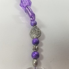 Silver tone with Faceted Purple Beads Necklace Shiny