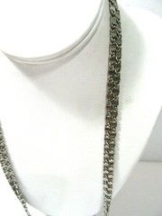 VINTAGE PAPER CLIP CHAIN LONG SILVER TONE FASHIONABLE TRENDY