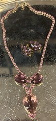Antique Czech Czechoslovakia Bohemian Amethyst Glass Rhinestone Demi Parure Set
