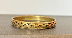 3 Brass/ Bronze Metal Bangle Bracelets w/ Pierced Patterns Designs Antique Look