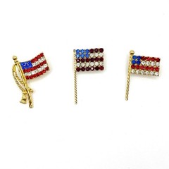 Vintage 4th July Patriotic Rhinestone Jewelry Lot Independence American Flag USA