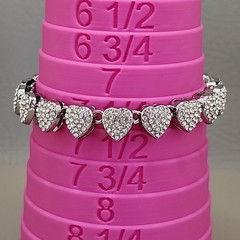 Vintage Heart Bracelet Pave Clear Rhinestones Silver Tone Linked 7.25″