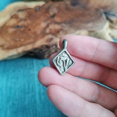 Vintage Tibetan Square Pendant Buddhist Swastika Symbol Unisex Amulet Keychain