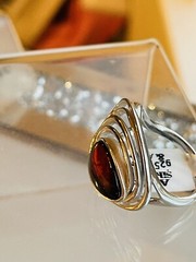 Genuine Baltic Natural Cherr Color Amber Ring Size 6,5 Vintage Butterscotch 老琥珀
