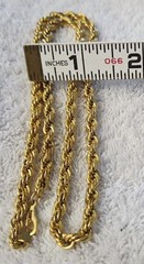 Vintage 24 Kt Yellow Gold Plated 18 Inches – 3.17 mm Rope Necklace Chain
