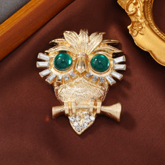 Vintage Women Fashion Rhinestone Owl Lion Brooches Badges Accessories Elegant