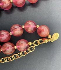 Vintage Joan Rivers Marbled Pinkish Gold Swirl Acrylic Lucite Bead Necklace 21″