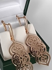 Vintage 1990s 14 Ct Rolled Gold Large Solid Arabesca Earrings-Hallmarked 585 RG