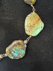Vintage Turquoise Statement Necklace | Asymmetrical Multi-sized Stones | 18″