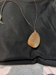 Agate Necklace Vintage Gold Tone with 18 Leather Cord
