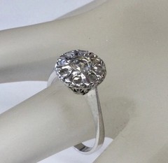 ANTIQUE ART DECO NATURAL ROSE CUT DIAMOND CLUSTER ENGAGEMENT RING 11K WG
