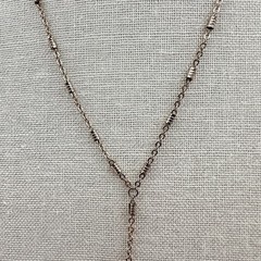 Vintage 90s Rose Gold tone Necklace Layering Chain Moon Pendant Lariat Jewelry