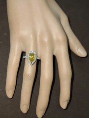 14k Yellow Gold Engagement Ring 1.91CT. Natural Pear cut Yellow Diamond GIA Cert
