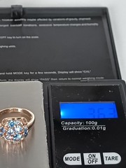 Vintage 1990-s 14 Ct Rolled Gold Blue Topaz Ring Size UK P US 7 1/2- Hallmarked