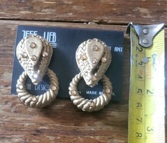 NEW NOS VTG goldtone Jeff Lieb Clip On 90s Rhinestone Costume Statement GLAM